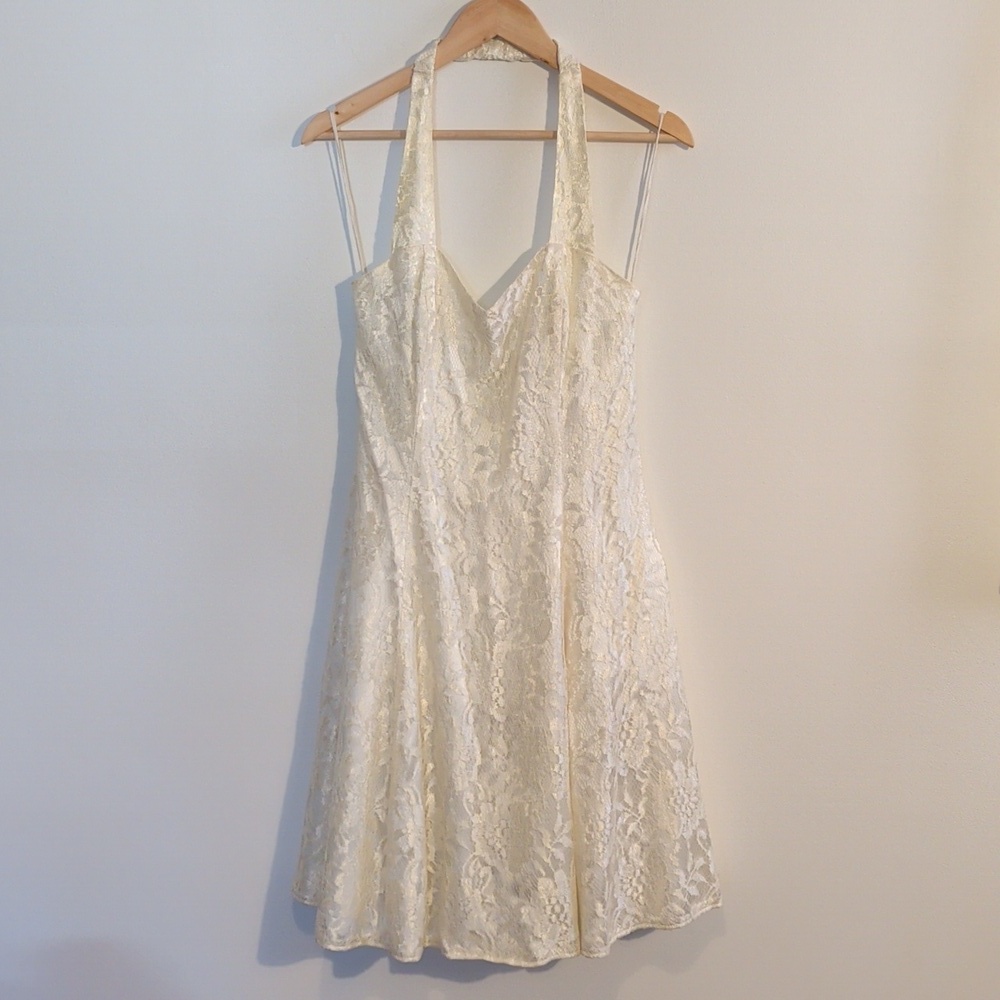 VINTAGE NU MODE cream lace dress - size small - Picture 3 of 16